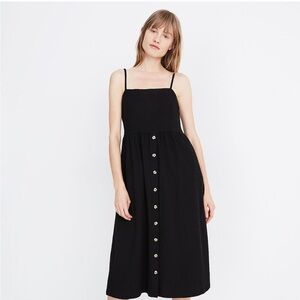 Like New Madewell Cami Button-Front Midi Dress, Large, Black